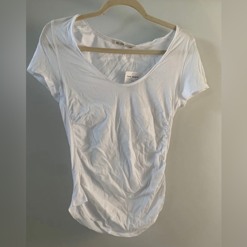 NWT Free people scrunched white t shirt
